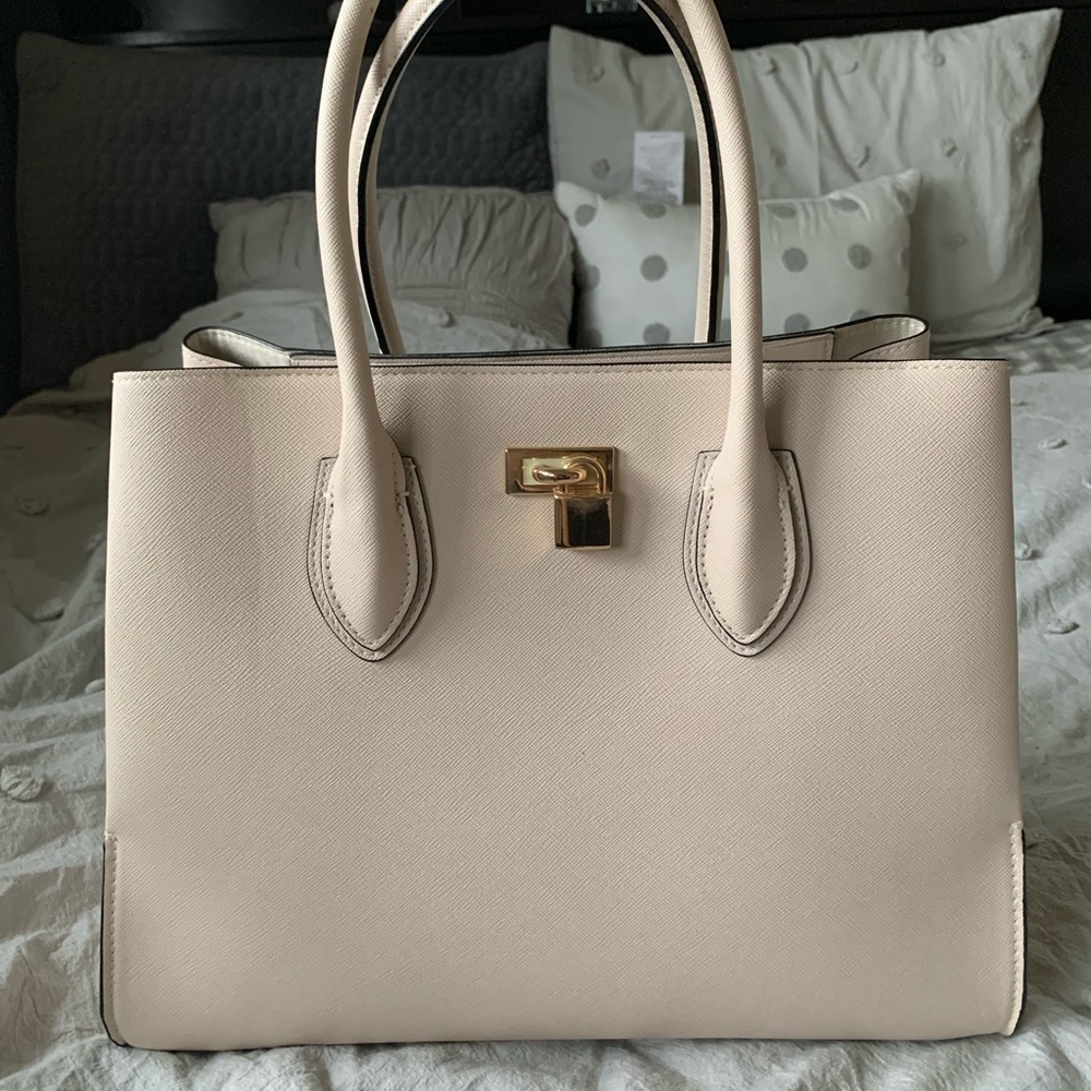 Blush Ivory H&M Bag with Strap and Gold Detail